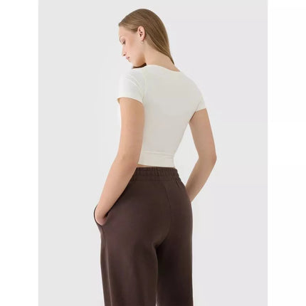 Women's crop top plain t-shirt 4F 4FRSS25TTSHF2695-11S
