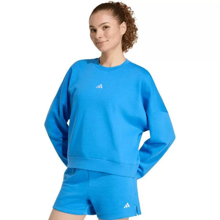 adidas Essentials Feelcozy moteriškas džemperis su mažu logotipu, mėlynas KC5280