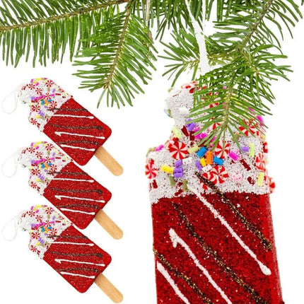 ICE CREAM HANGING DECORATION BALL 3 PCS RED