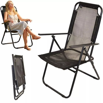 CAMPING CHAIR WITH ARMRESTS 61x66x65-108CM FOLDING BLACK ENERO CAMP