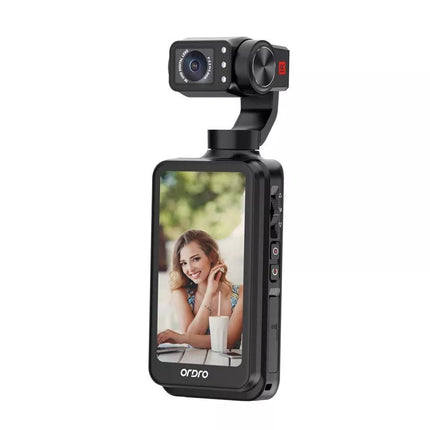 Ordro Pocket M5 3 ašių gimbalio kamera, 5K, vlogams ir „YouTube“ – Juoda
