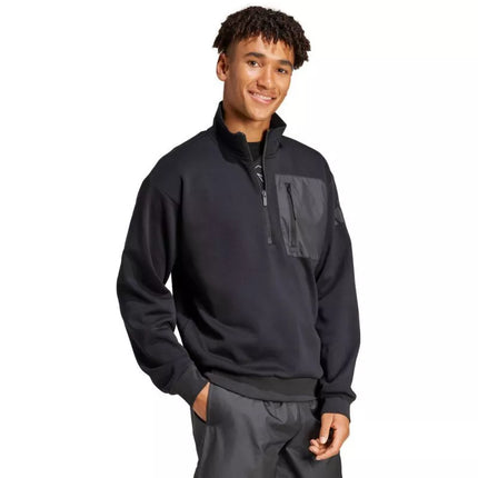 Men's adidas City Escape Fleece Half-Zip GD Sweatshirt Black JF3290