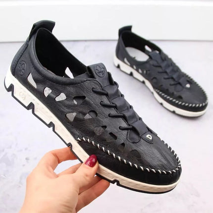 Rieker W RKR652 tamsiai mėlyni atviri odiniai batai