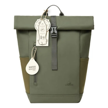 Rivacase Eden Backpack Travel Backpack Olive Waxed Leather (Pull Up), Polyester, Recycled Polyethylene Terephthalate (rPET)