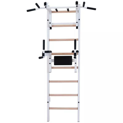 WOODEN AND METAL GYMNASTIC WALL BAR WITH BAR AND ACCESSORIES BENCHK 232W