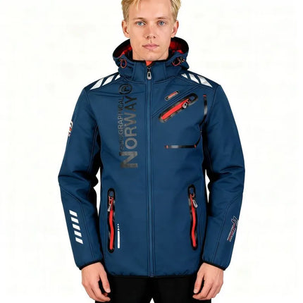 Geographical Norway ROYAUTE DB Tamsiai Mėlyna Raudona Vyriška Softshell striukė 068 (WY2001H/GN/Navy / Red)