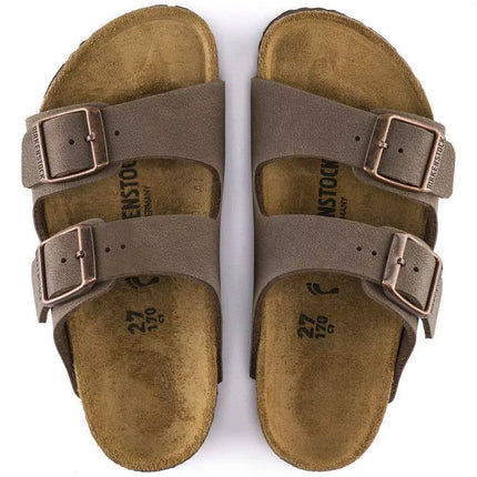 Birkenstock Arizona Kids Birko-Flor Nubuk Mocha siauri šlepetės vaikams (0552893)