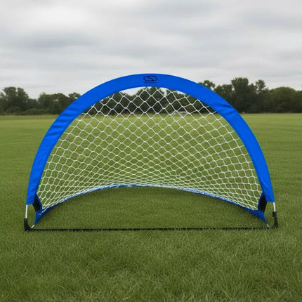 Išskleidžiami futbolo treniruočių vartai – mėlyni (D) 183x104x104 cm