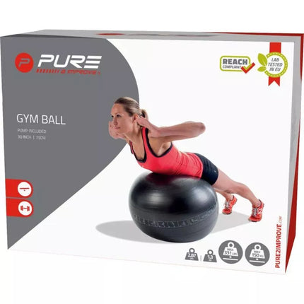 FITNESS BALL 75CM BLACK PURE 2 IMPROVE