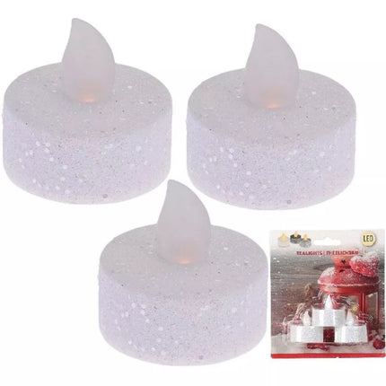 Rinkinys iš 3 LED arbatinės žvakutės su blizgučiais