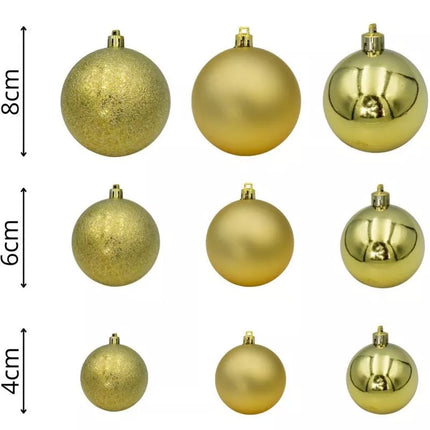 DECORATIVE PLASTIC BAUBLE SAFE 46 PCS GOLD MICA