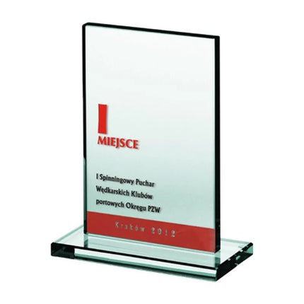 "Glass trophy engraved + paint filled Glass trophy engraved + paint filled"