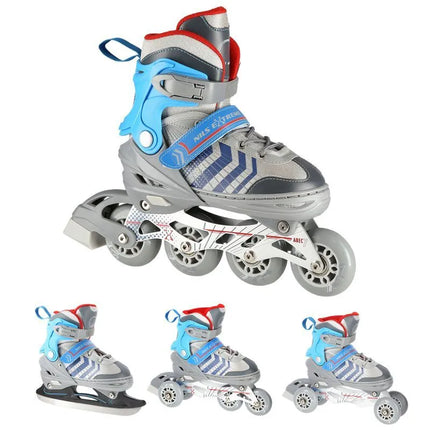 NH18192 4in1 GREY-BLUE SIZE M(34-38) ROLLER SKATES WITH HOCKEY SLEEVE NILS EXTREME