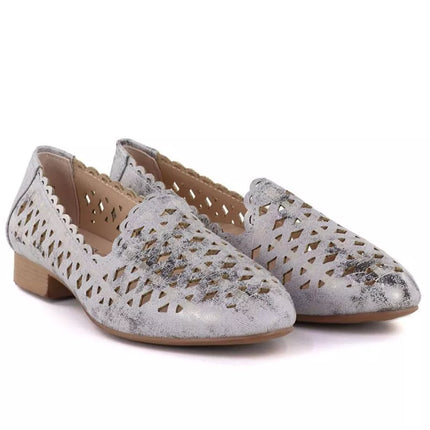 Women's openwork gray and silver shoes Jezzi ASA222
