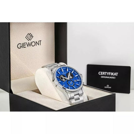 Vyriškas laikrodis Giewont Chronograph Safyrinis Sidabro Mėlynas GW4580-B3