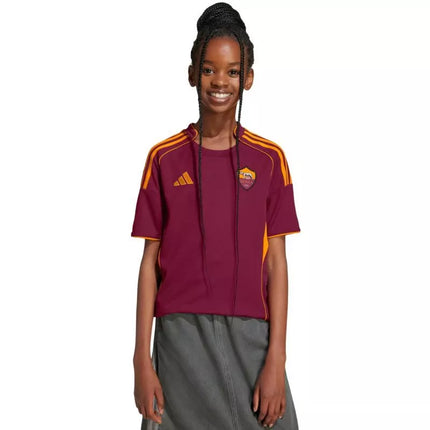 adidas AS Roma 25/26 Home burgundy kids' jersey JX2613
