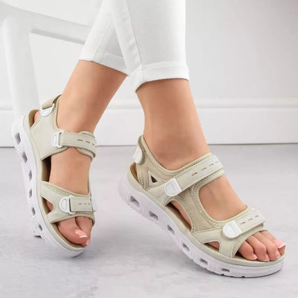 Rieker W RKR691 patogūs velcro sandalai smėlio spalvos