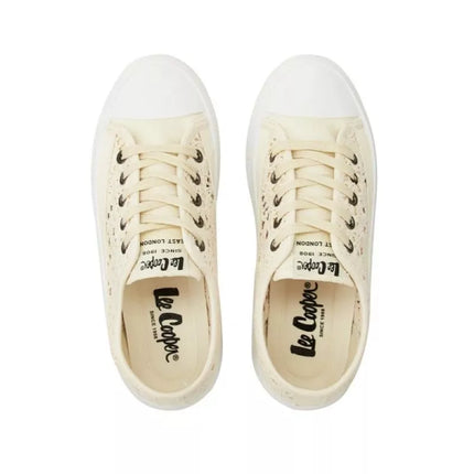 Lee Cooper women's shoes sports sneakers beige platform lace