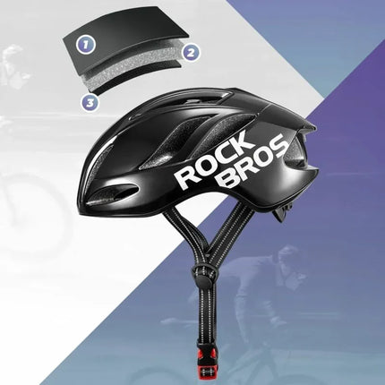 Lengvas dviratininko šalmas Rockbros TS-42, 58-62 cm – juodas