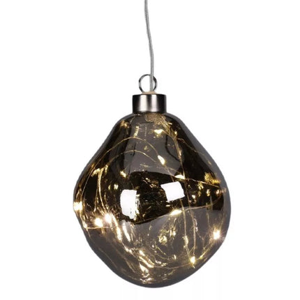 GLASS BALL MATRIX DROP LED 10CM SILVER