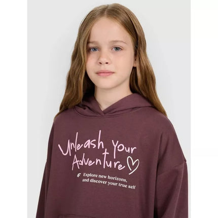 Oversized sweatshirt with hood, unzipped, for girls, 4F 4FJRAW25TSWSF2429-51S