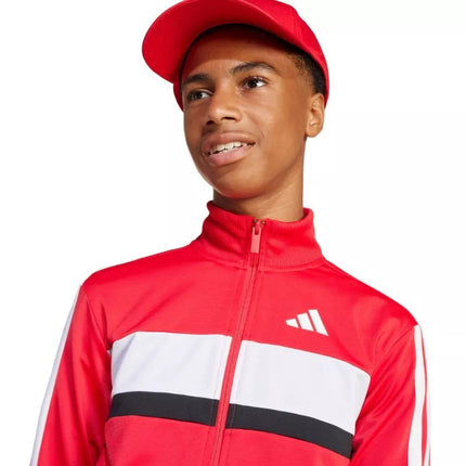 adidas Seasonal Essentials Tiberio 3-Stripes Tricot Kids Tracksuit Red and Black JI6214