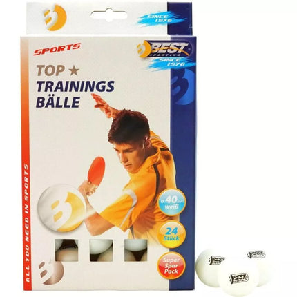 BEST SPORTING Treniruočių stalo teniso kamuoliukai, 24 vnt., balti