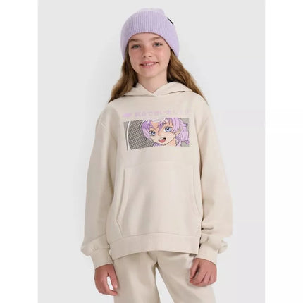 Girls' sweatshirt with hood, open, 4F 4FJRAW25TSWSF2294-11S