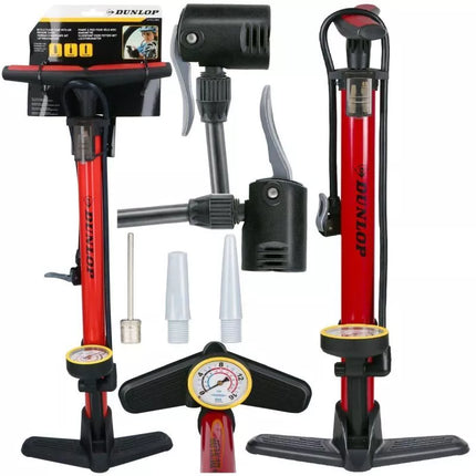 DUNLOP DIRBTUVIŲ DVIRAČIO POMPA 230 PSI (16 Bar) SU MANOMETRU RAUDONA