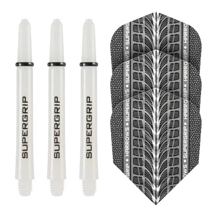 Harrows Twin Pack Supergrip shafts + Supergrip flights (white)