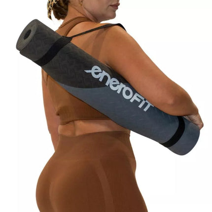 ENERO FIT ANTI-SLIP TPE YOGA AND FITNESS MAT, GRAY-BLACK