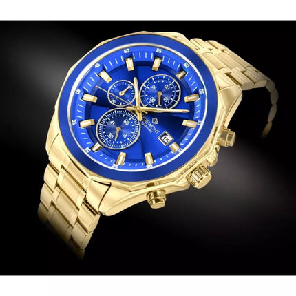 Men's Watch Giewont Chronograph Sapphire Gold Blue GW7290-B6