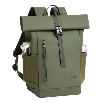 Rivacase Eden Backpack Travel Backpack Olive Waxed Leather (Pull Up), Polyester, Recycled Polyethylene Terephthalate (rPET)