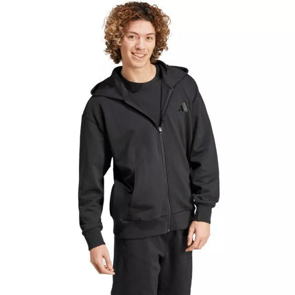 Vyriškas adidas All Szn Fleece Džemperis su Gobtuvu ir Užtrauktuku, Juodas IX1249