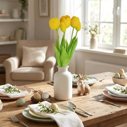 BOUQUET OF 5 YELLOW PEONY TULIPS 39 CM LIFE-LIKE SPRING DECORATION