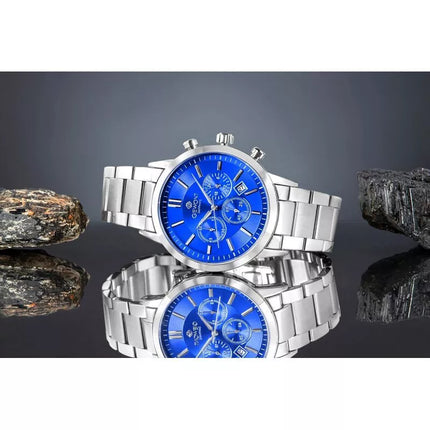 Vyriškas laikrodis Giewont Chronograph Safyro Sidabrinis Mėlynas GW8510-B3