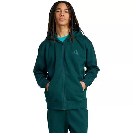 Men's adidas ALL SZN Fleece Full-Zip Sweatshirt Green JX5101