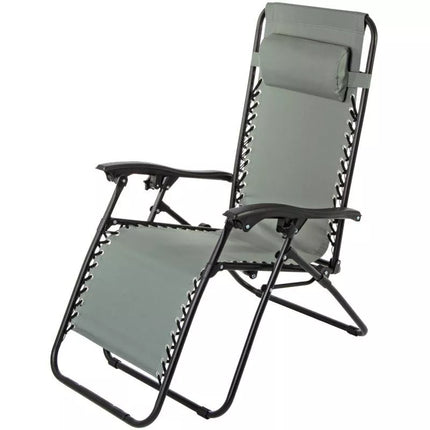 BLISS MULTIFUNCTIONAL FOLDABLE GARDEN DECHAIR WITH HEADREST, GRAY