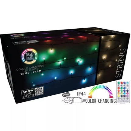 Kalėdinė eglutės girlianda 96 LED RGB su nuotolinio valdymo pulteliu