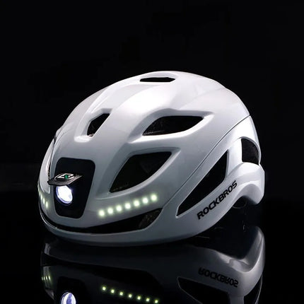 Rockbros ZK-077 Bicycle Helmet with Integrated Multi-Directional Lighting 57-61 cm - White