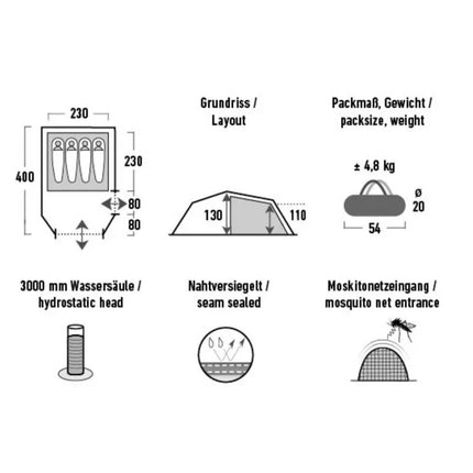 High Peak Falcon 4 LW Palapinė Alyvinė Raudona 10334