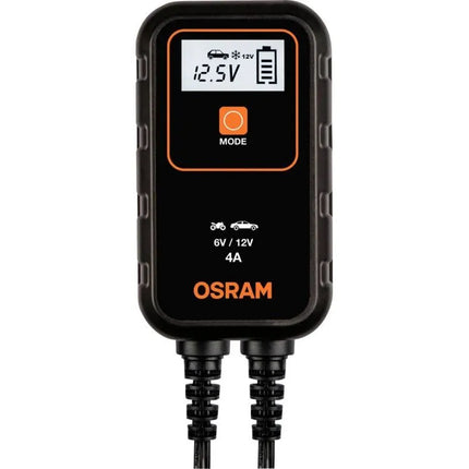 Įkroviklis BATTERYcharge 904, įkrovimo įtampa: 6/12 V, OSRAM, įkrovimo srovė: 4 A, maitinimo įtampa: 230 V, akumuliatoriaus tipas: AGM/Li-Ion/VRLA
