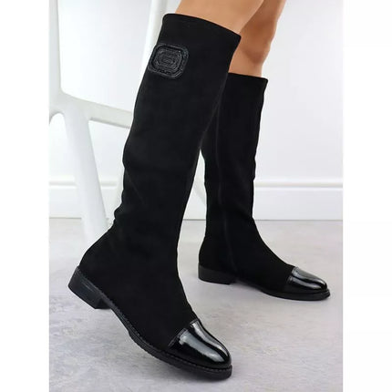 Women's patent suede boots, black, M.Daszyński MR2251-19