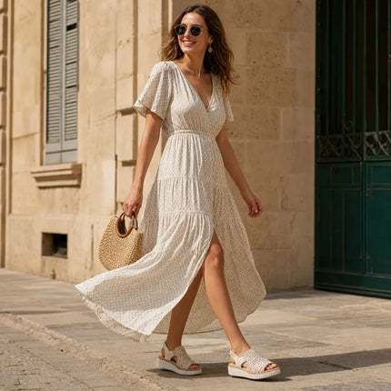 Women's beige woven platform sandals Rieker 69276-60