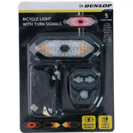 DUNLOP Galinė dviračio lemputė su LED indikatoriumi ir USB įkrovimu