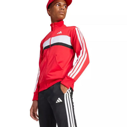 adidas Seasonal Essentials Tiberio 3-Stripes Tricot Kids Tracksuit Red and Black JI6214