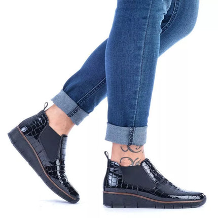 Rieker W R474 gyvatės odos aulinukai juodi