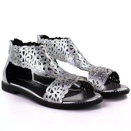 Women's openwork silver sandals M.Daszyński MR24148-2