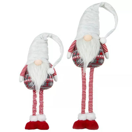 Balto spalvos gnomas ant teleskopinių kojelių 80-115cm