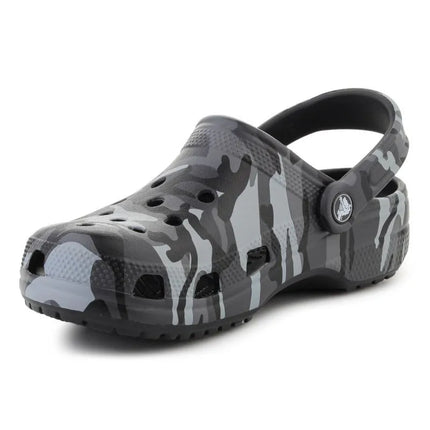 Vaikiški „Crocs Classic Camouflage Clog K“ klumpės, juoda/pilka spalva, 211879-0DD